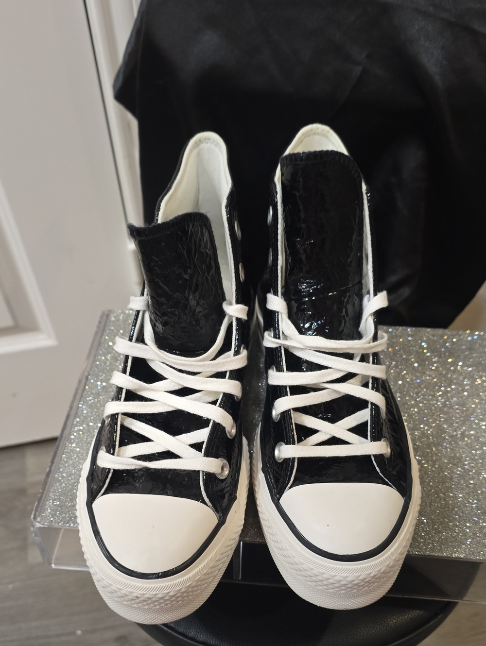 Conversechuck Taylor All Star Lift Platform Crinkled Leather High Top Sneakers - Picture 12 of 14